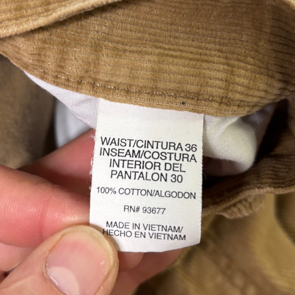 Arizona Men’s Corduroy Pants 36x30 Tan Brown Boot Cut Vintage Style - Picture 9 of 12